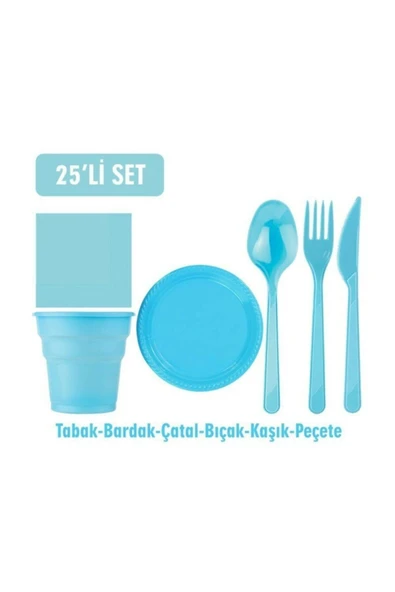 Mavi Renk 25 Adetli Doğum Günü Set ürün görseli 1