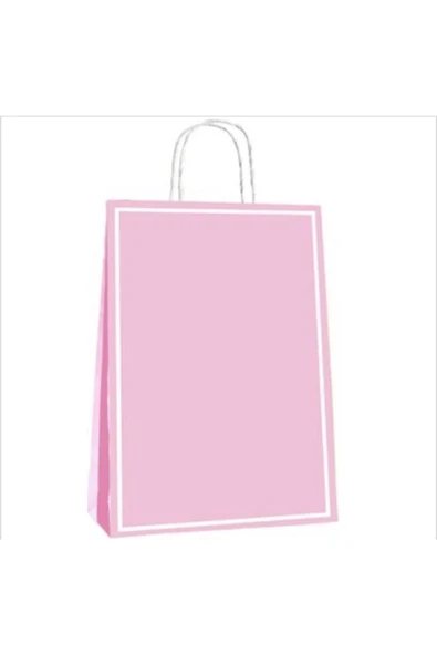 Büküm Saplı Çanta 25x12x31 Cm 25 Adet Makaron Pembe