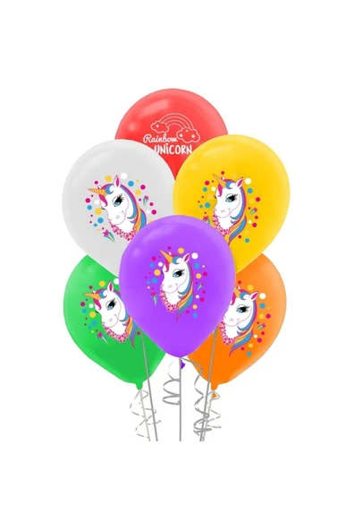 Unicorn Baskılı Pastel Balon 8'li ürün görseli 1