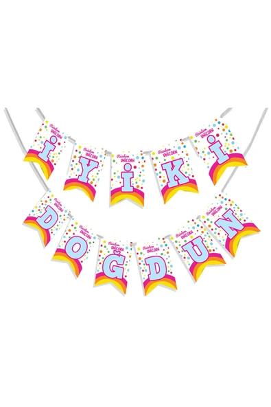 Unicorn Rainbow İyi ki Doğdun Harf Afiş ürün görseli 1