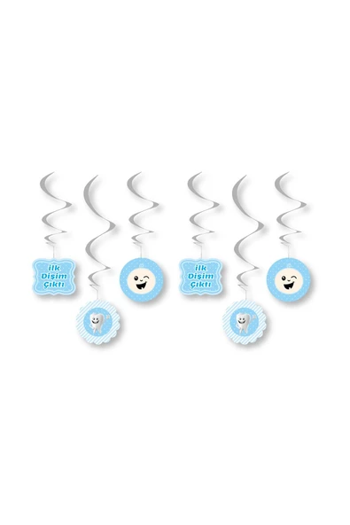 İlk Dişim Çıktı Mavi Spiral Sarkıt Süs 6'Lı - Resim 2