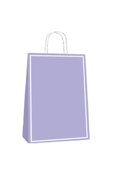 Büküm Saplı Çanta 25 Adet Makaron Lila 25x12x31 Cm