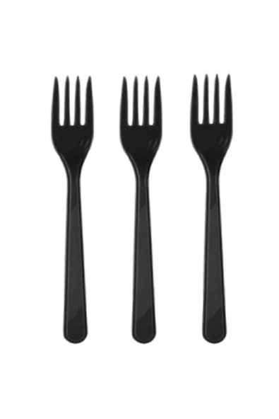 Siyah Renk Plastik Çatal 25 Adet ürün görseli