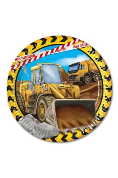 İnşaat Makineleri Karton Tabak 23cm 8 Adet ürün görseli
