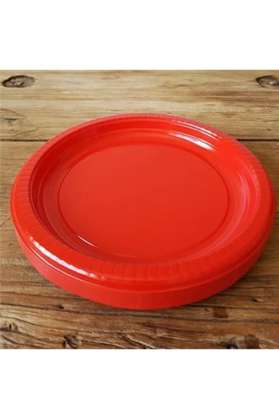 Kırmızı Plastik Tabak 22 Cm-25 Adet ürün görseli