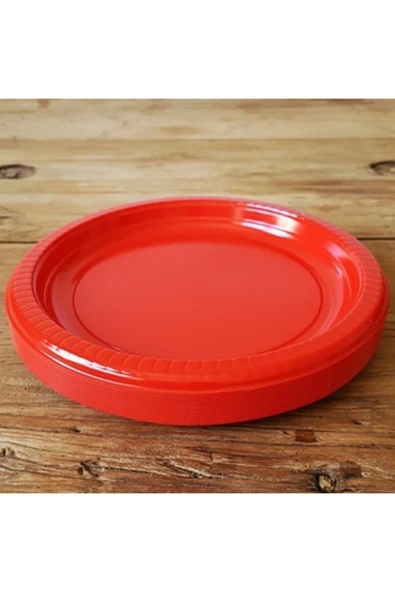 Kırmızı Plastik Tabak 22 Cm-25 Adet - Resim 3