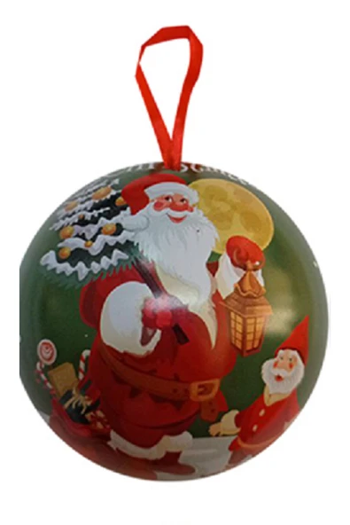 7 cm Noel Baba Motifli Lüks Metal Ağaç Süsü içine hediye konulabilr top ürün görseli