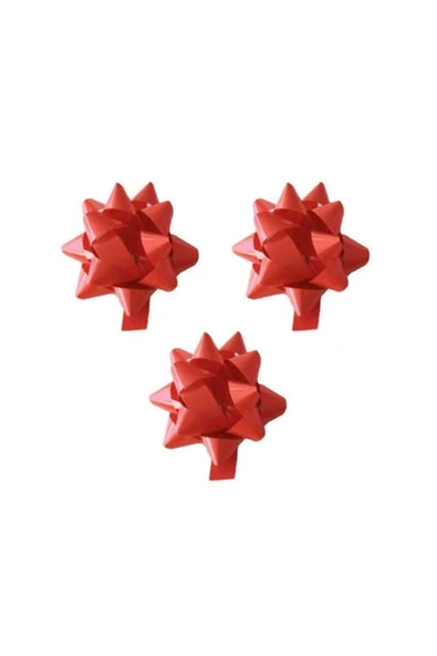 No. 2 Yıldız Düz Kırmızı Hediye Paketi Süsü 100'lü ürün görseli 1