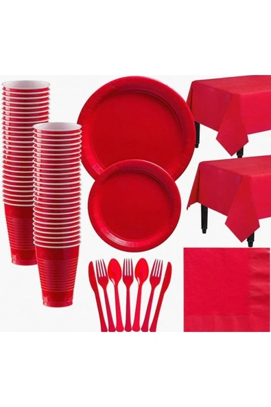 Özel Günleriniz Için Kırmızı Tek Kullanımlık Set 25'li Paket ürün görseli