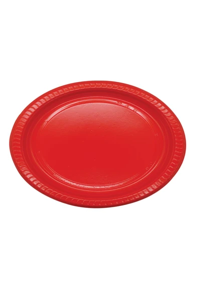 25'li Kırmızı Tek Kullanımlık Plastik Tabak ürün görseli