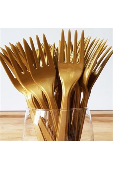 Gold Sert Plastik Çatal 25 Adet 18 cm ürün görseli 1