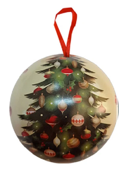 7 cm Çam Ağacı Motifli Lüks Metal Ağaç Süsü içine hediye konulabilr top ürün görseli