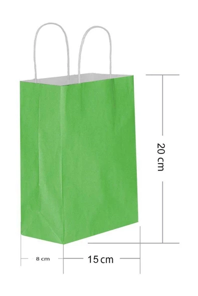 Yeşil Kraft Hediye Çantası 15x8x20 cm 25'li ürün görseli 1