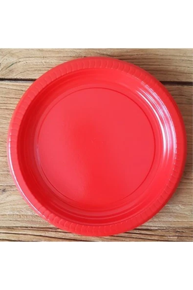 Kırmızı Plastik Tabak 22 Cm-25 Adet - Resim 2