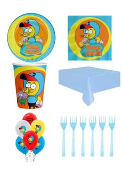 Kral Şakir Action 8 Kişilik Ekonomik Doğum Günü Parti Seti ürün görseli 1