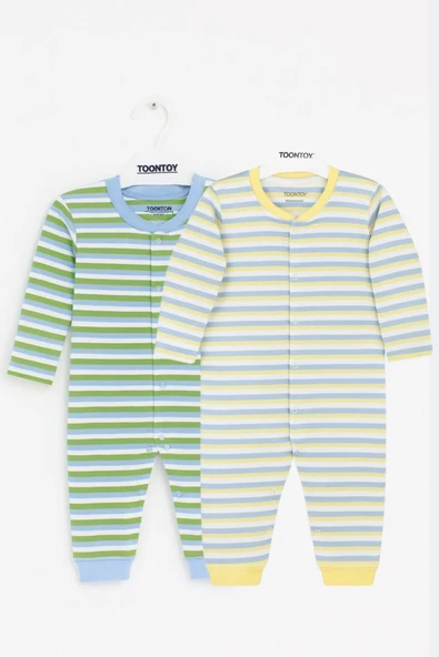 Toontoy Unisex Çizgili 2 Li Paçalı Tulum