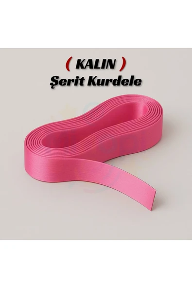 Minopi Pembe Saten Kurdele 2 Cm 10 Metre, Bohça Çeyiz Özel Gün Hediye Süsleme Kurdelesi - 1