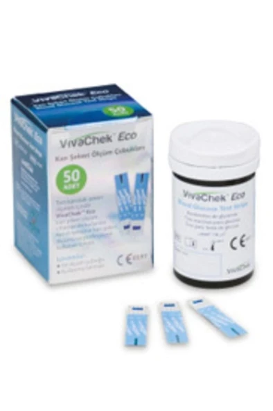 Vivachek Eco Seker Ölçüm Çubuğu/Strip 50 Adet (SKT:04/2027)