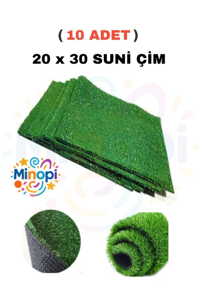 Minopi ( 10 Adet ) Yapay Çim A4 20x30 cm A4 Boyutunda Maket Çim Dekoratif Yapay Çim Halı Teraryum Suni Çim - 1
