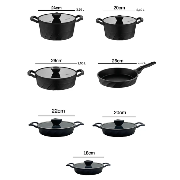 Elegance 17 Parça Döküm Tencere Tava Sahan Çeyiz Seti - Resim 5