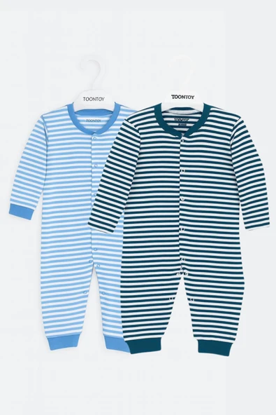 Toontoy Unisex Çizgili 2 Li Paçalı Tulum - 2