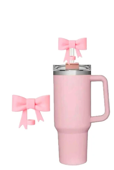 Popidima Pembe Fiyonk Kurdele Modeli Pipet Kapağı Stanley Termos Uyumlu - 1
