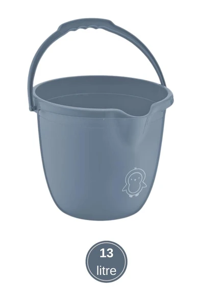 2’li Bebek Banyo Su Kovası ve Maşrapası Seti, Saplı Oluklu Kova 13lt ve Maşrapa 1,5lt Set Mavi - Resim 2