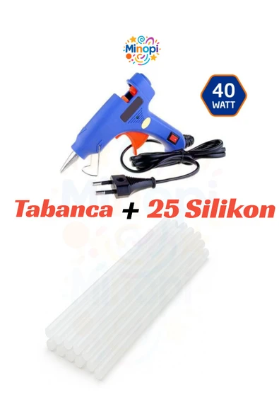 Minopi 40 Watt Silikon Tabancası ve 25 Adet Kalın Sıcak Mum Silikon