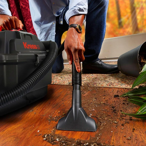 Kress KH035.9 20Volt 250W/17Kpa Flexi Esnek Hortumlu Şarjlı Islak/Kuru Süpürge & Üfleme (Akü Dahil Değildir) - Resim 3