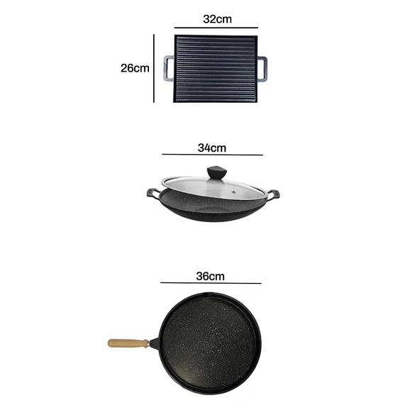 Elegance 17 Parça Döküm Tencere Tava Sahan Çeyiz Seti - Resim 6