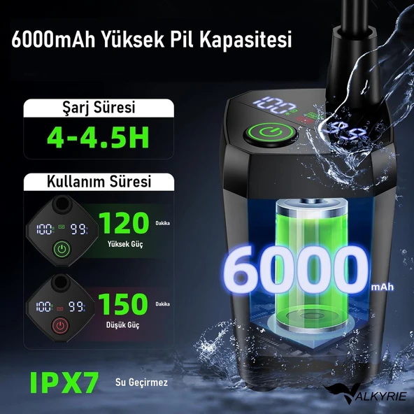 Valkyrie Akıllı LED Ekranlı Taşınabilir Duş & Su Pompası – Kamp Bahçe ve Seyahat için Şarjlı Kolay Kurulum - 5