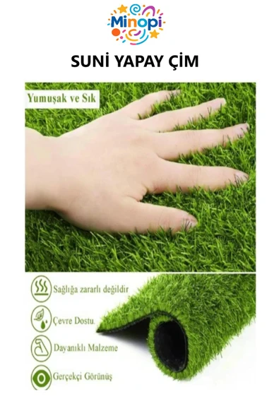 Minopi ( 10 Adet ) Yapay Çim A4 20x30 cm A4 Boyutunda Maket Çim Dekoratif Yapay Çim Halı Teraryum Suni Çim - 2