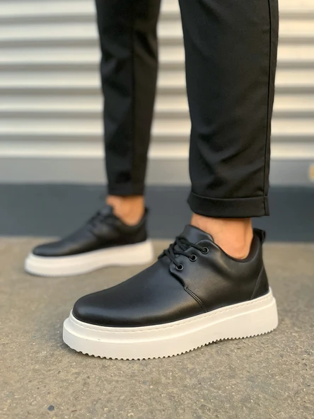 JY03 Luxor Bağcıklı Cilt Erkek Günlük Spor Klasik Ayakkabı CBT - Siyah - Resim 2