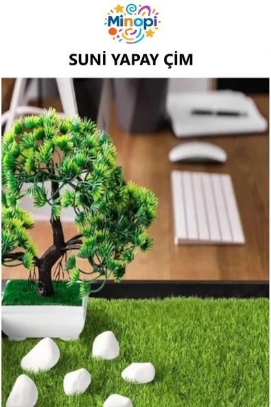 Minopi ( 50 Adet ) Yapay Çim A4 20x30 cm A4 Boyutunda Maket Çim Dekoratif Yapay Çim Halı Teraryum Suni Çim - 3