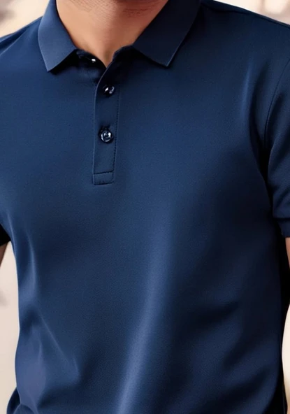 Erkek Kısa Kollu Yakalı Viskon Iki Iplik Erkek Bluz - Resim 2