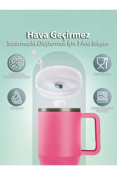 Popidima Quencher 1,18 Pipetli Termos Uyumlu 1 Set 3 Parça Sızdırmaz Set Aksesuar - 2
