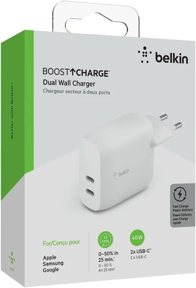 Belkin 40w Çift Girişli Usb-c Pd Hızlı Şarj Aleti Teşhir - 3