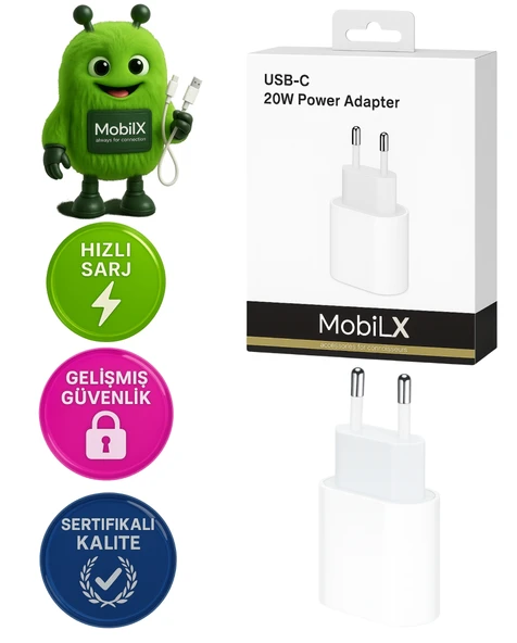 MobiLX 20W Type-C Hızlı Şarj Adaptörü | iPhone, Samsung, Xiaomi, Oppo, Huawei, Realme, Reeder Uyumlu - 1