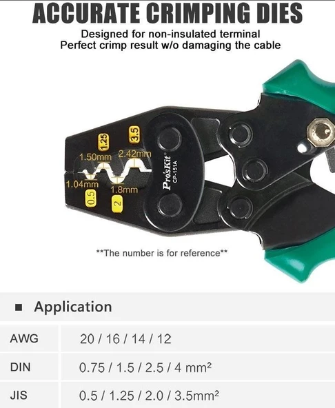 Proskit CP-151A Terminal Pabuç Sıkma Pensesi 0,5-3,5mm² - 5