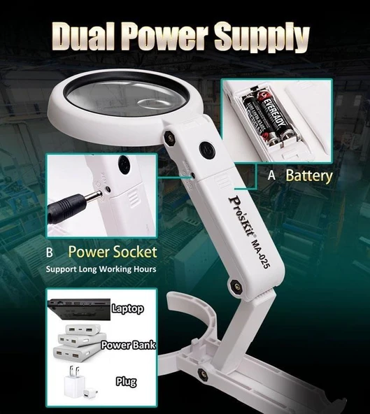 Proskit Ma-025 Katlanabilir Masa ve El Tip Büyüteç Usb Ledli - 6