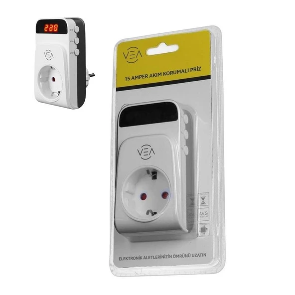 VEA VE-25530 15a 3520w Tekli Dijital Göstergeli Akım Korumalı Priz - 1