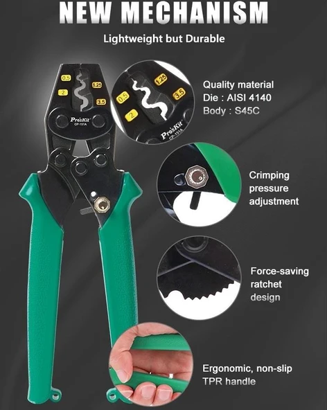 Proskit CP-151A Terminal Pabuç Sıkma Pensesi 0,5-3,5mm² - 4