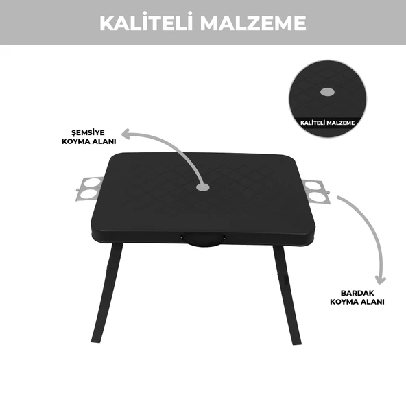 Pikas Büyük Boy Katlanabilir Taşıma Kulplu Portatif Plastik Kamp Ve Balkon Sehpası ( 68X48X55 cm ) - 6