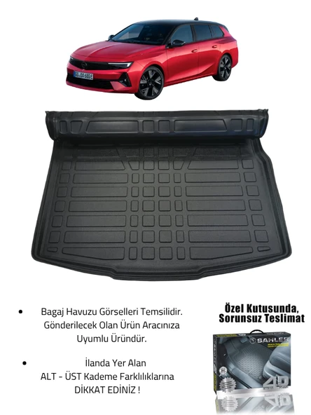 Sahler Opel Astra L 2022+ Uyumlu 4.5D Premium Havuzlu Oto Paspas ve Liner Marka 3D ÜST Bagaj Havuzu - Resim 2