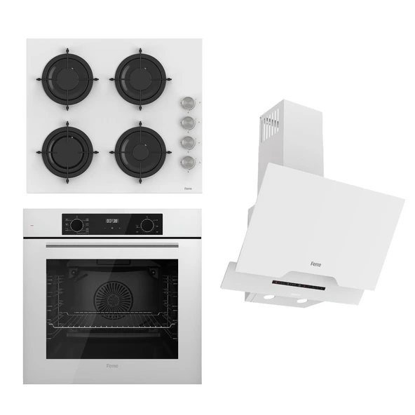 Ferre FLOWART-SILENTART Serisi Beyaz Set (CS206 + QBL63CB +D064-SA ) - Emaye Izgara ürün görseli 1