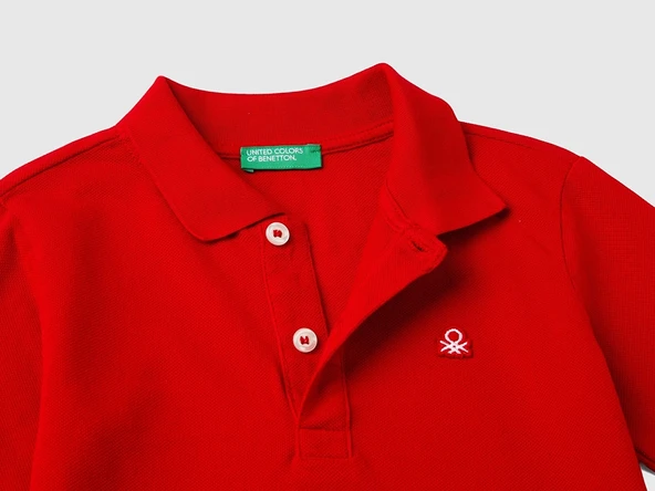 Erkek Bebek Kırmızı Logolu Uzun Kol Polo T-Shirt %100 PAMUK - 3