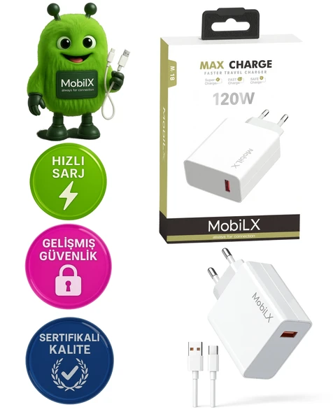 MobiLX 67W Turbo Max Hızlı Şarj Aleti + Type-C USB Kablo - 1