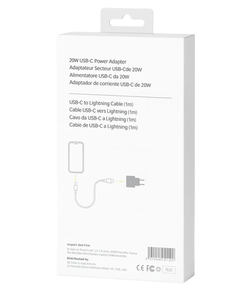 MobiLX M-20 20W iPhone 8–14 Pro Max Uyumlu Hızlı Şarj Adaptörü + USB-C to Lightning Kablo - 3