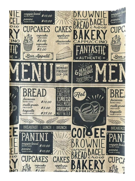 Baskılı Sunum Kağıdı Amerikan Servis - Karışık Desenli - Vintage Sarı Yağlı Tepsi Kağıdı - 150 Adet - Resim 4