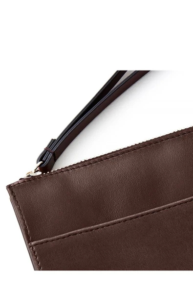 Beverly Kadın Kahve Deri Cepli Fermuarlı Rfid Korumalı Portföy Çanta ürün görseli 1